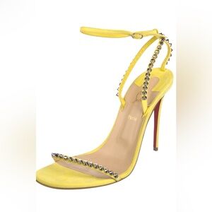 Christian Louboutin So Me spike yellow suede sandal size 41